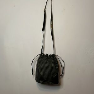 Vintage Susan Gail Reversible Drawstring Bucket Bag Suede Leather Reptile Leathe